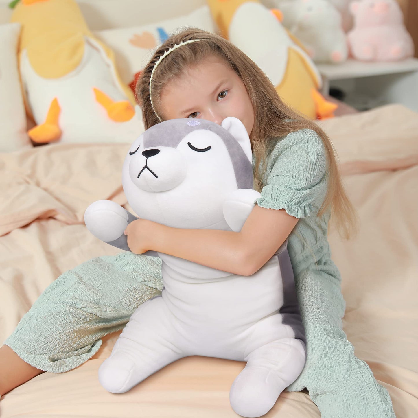 22'' Kawaii Husky Plush Pillow for Kids