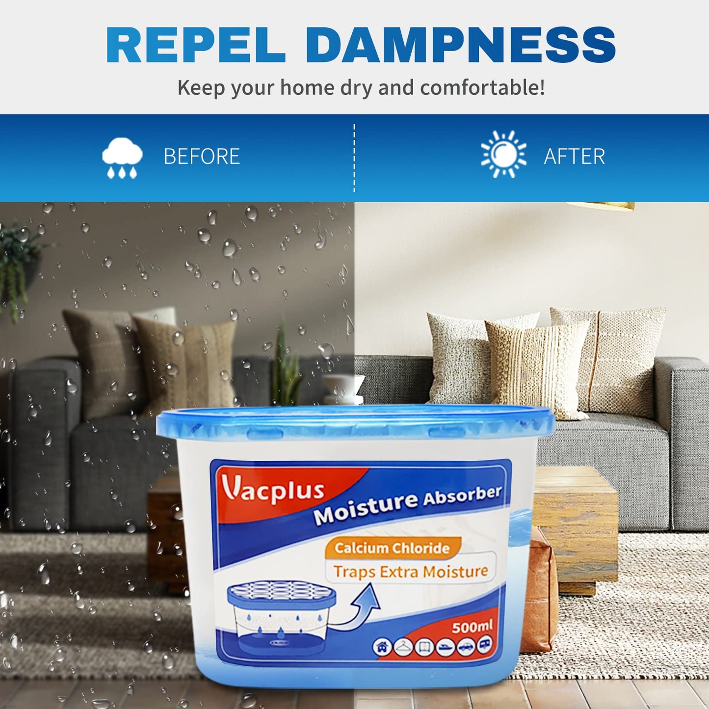 6 Pack Vacplus Moisture Absorbers for Humidity