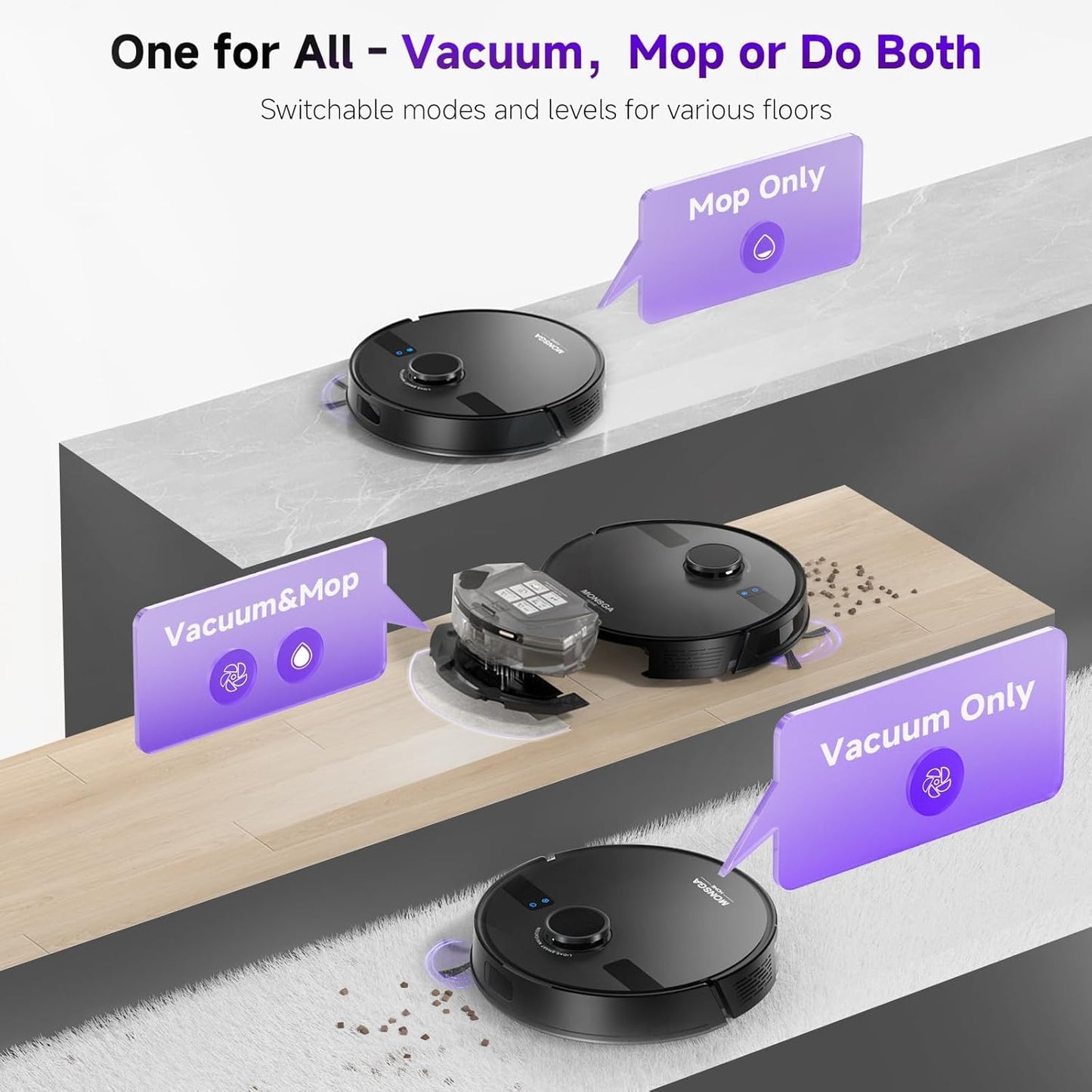 MONSGA Robot Vacuum And Mop with Self-Emptying Station