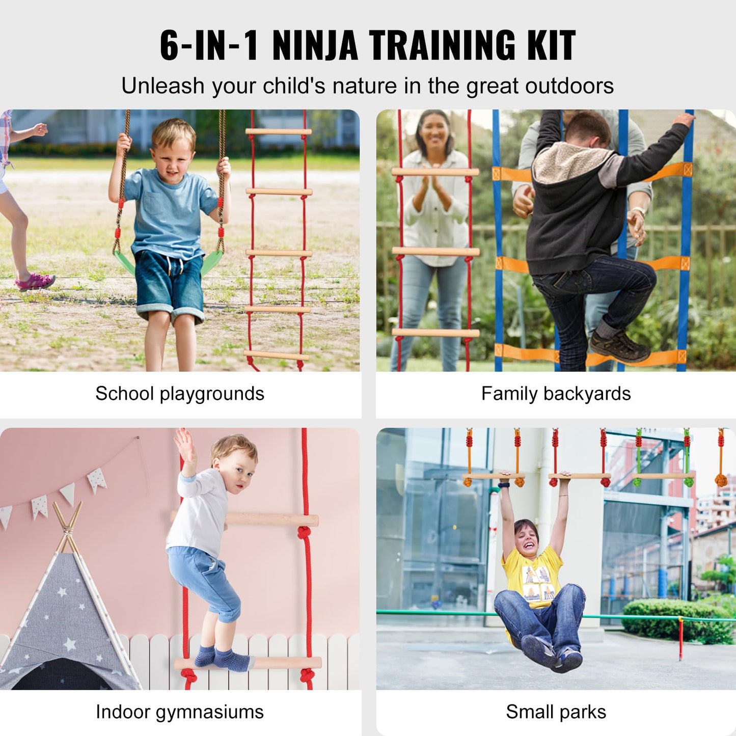 VEVOR 50ft Ninja Warrior Obstacle Course for Kids