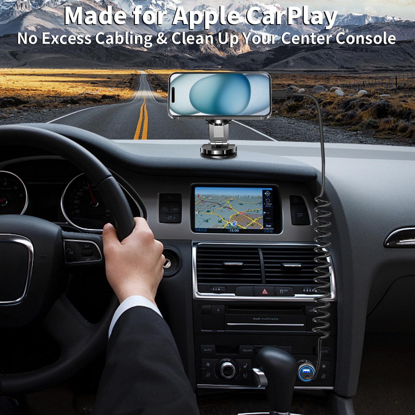 iPhone 16 Fast Car Charger with Coiled Cable