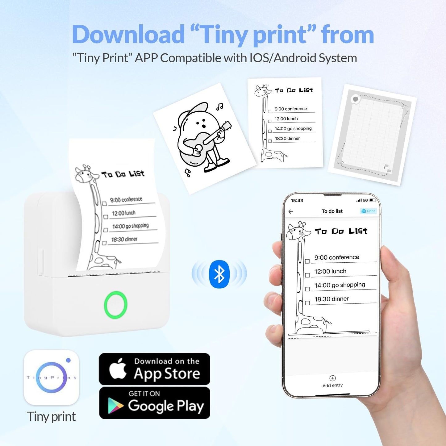Inkless Bluetooth Mini Sticker Printer for Scrapbooks