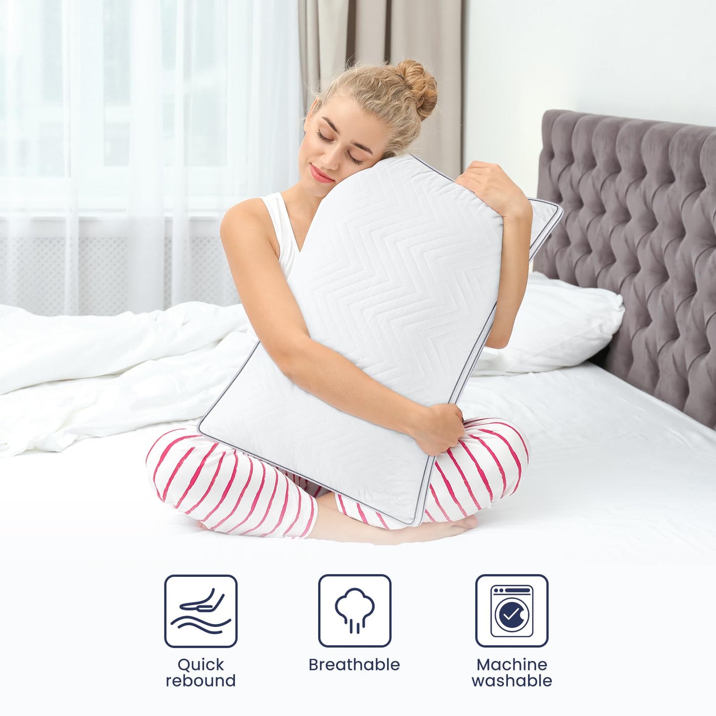 Maxzzz Fluffy Queen Bed Pillows Set of 2
