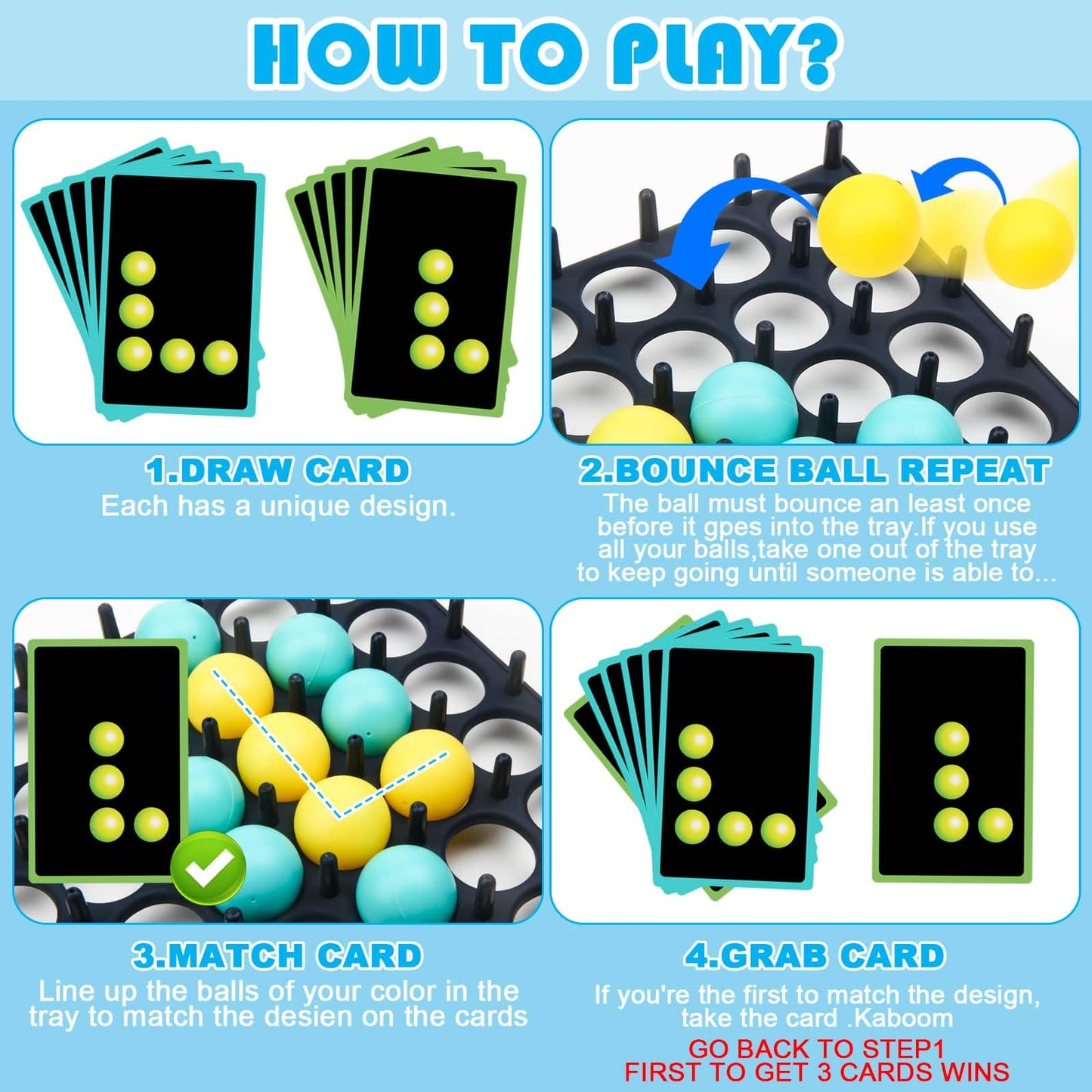 ALMCALS Bounce Ball Game Family Party Games, Game Bounce Table Game Toys- Jumping Connect Ball Board Games Bounce Off Game, Party Favors Birthday Holiday for Adults and Kids