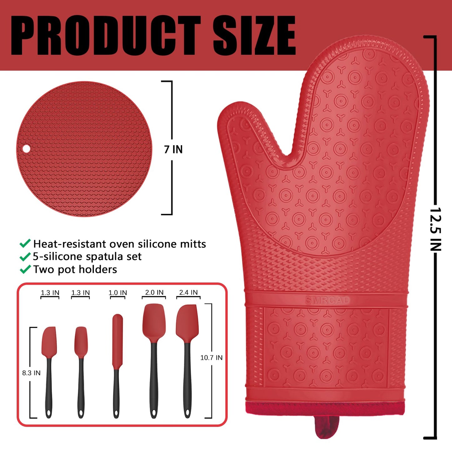 Oven Mitts and Silicone Spatulas Set