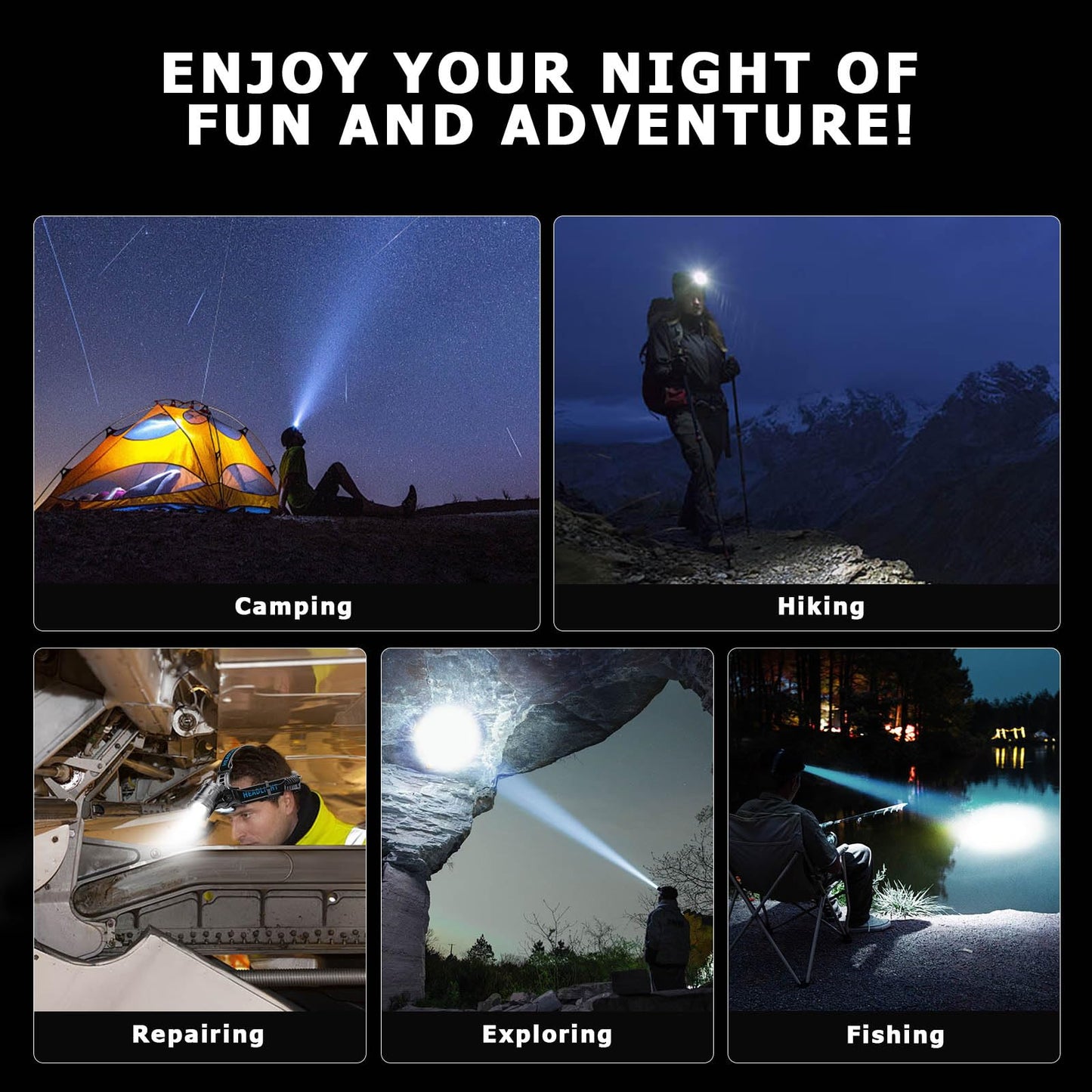 2000 Lumens Rechargeable LED Headlamp with Sensor