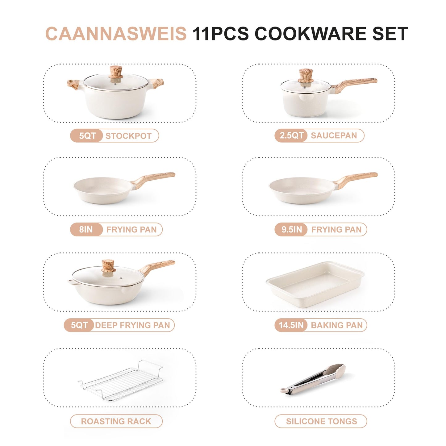 Nonstick Granite Stone Cookware Set - 10 Pieces