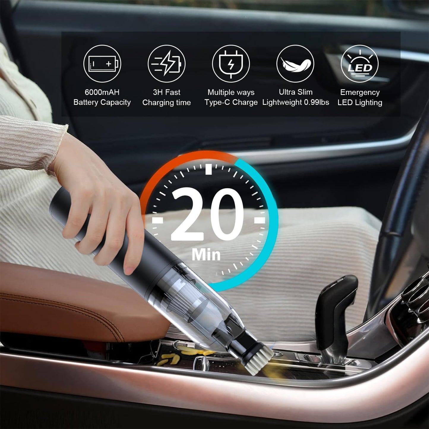Cordless Handheld Car Vacuum with Air Duster