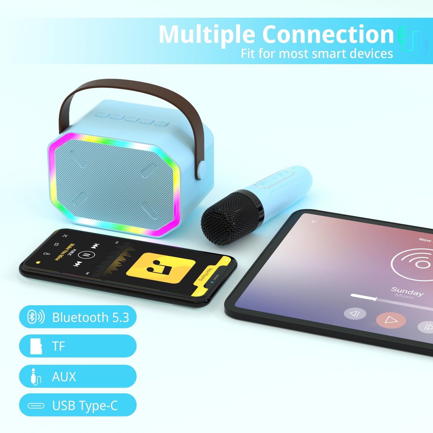 Karaoke Machine with 2 Wireless Microphones