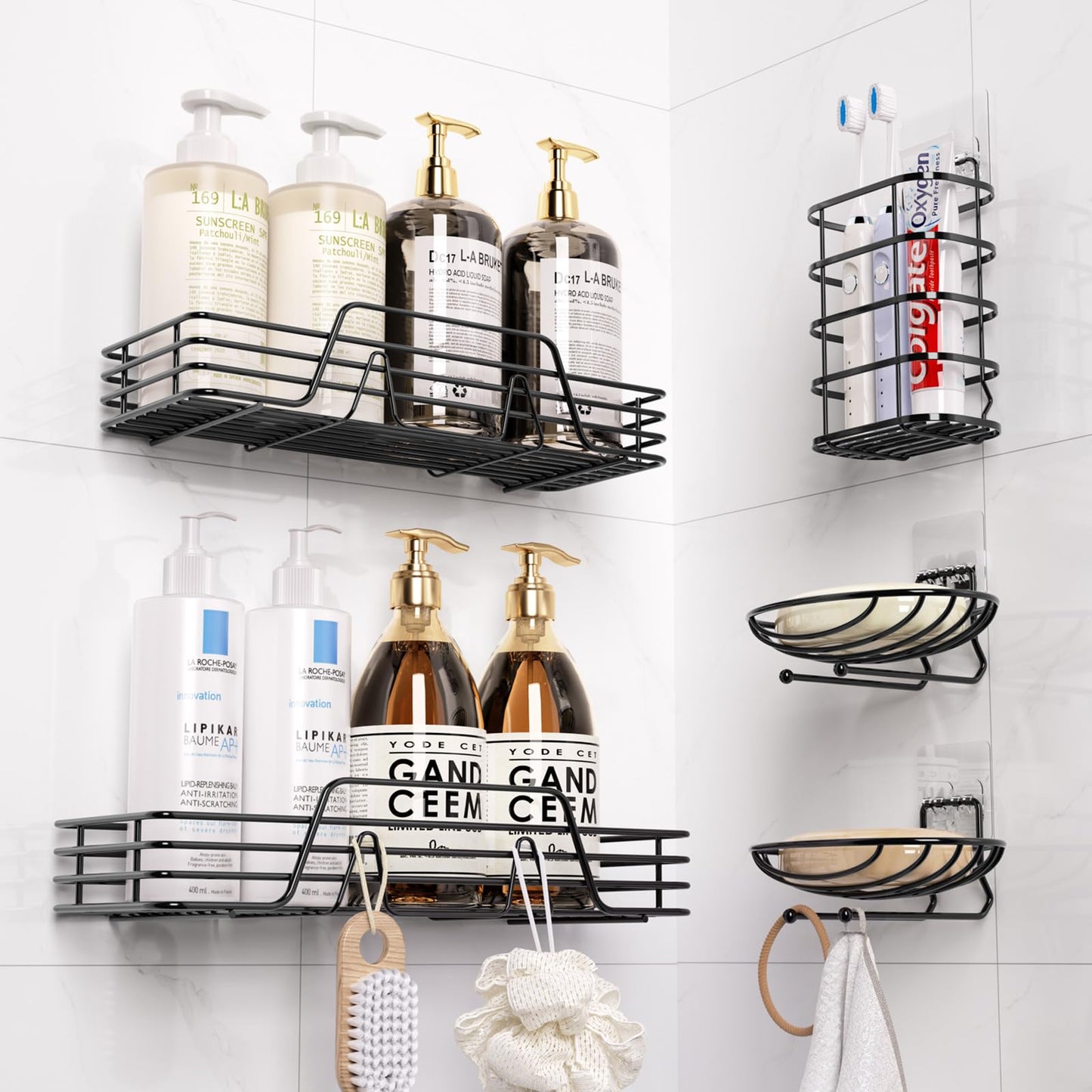 5-Pack Adhesive Shower Caddy Organizer Shelves