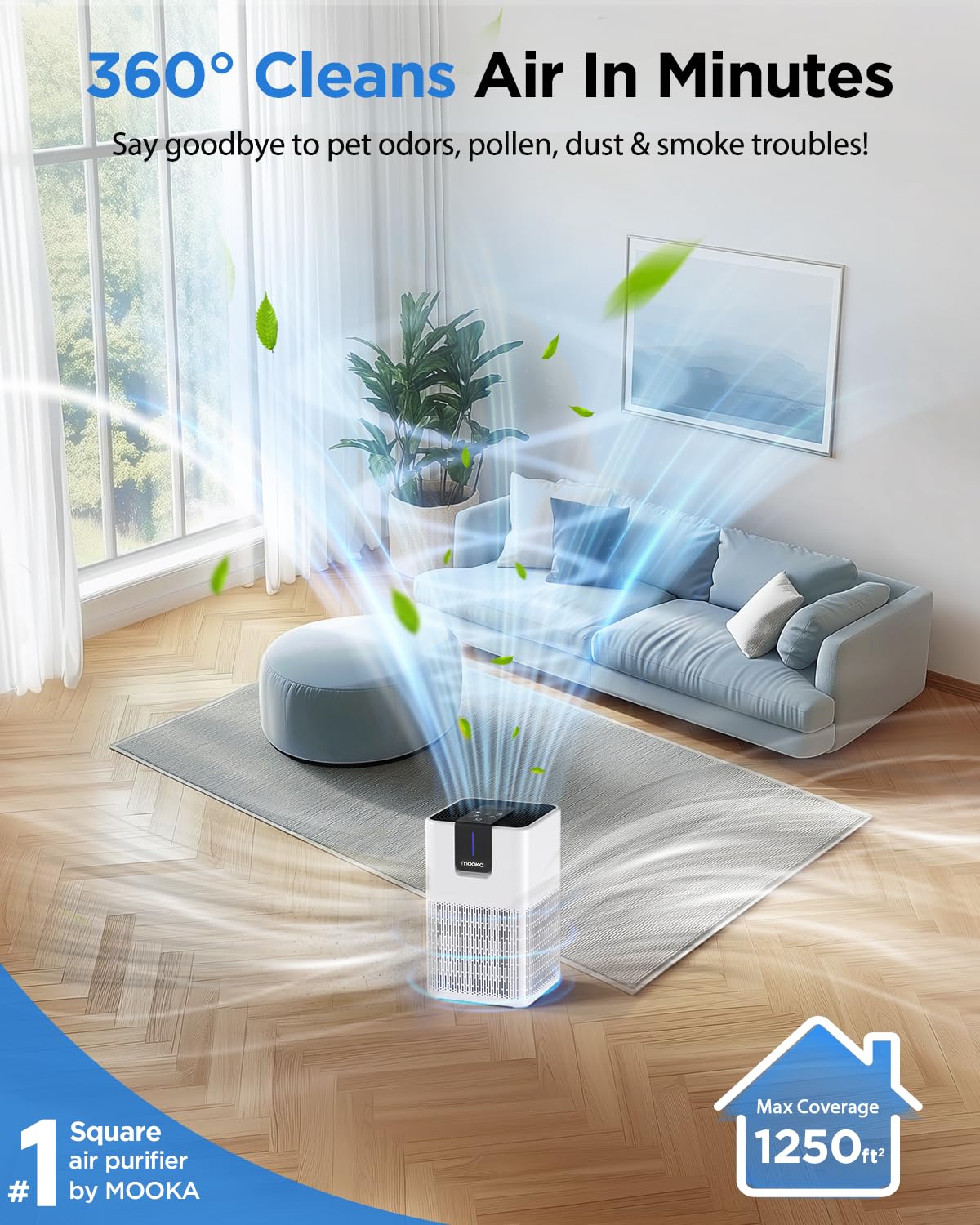 MOOKA HEPA Air Purifier for Large Rooms