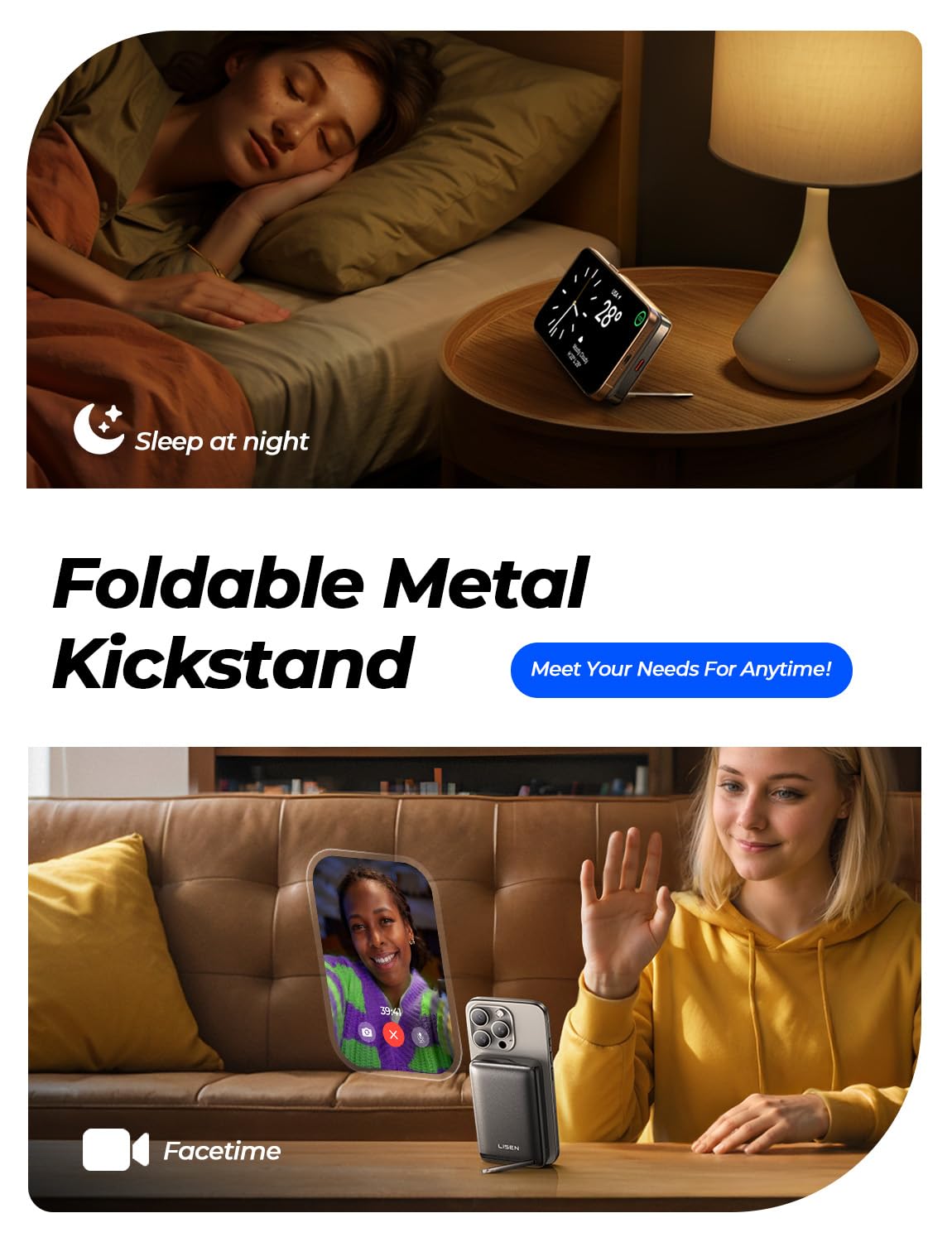 10,000mAh LISEN MagSafe Power Bank with Stand