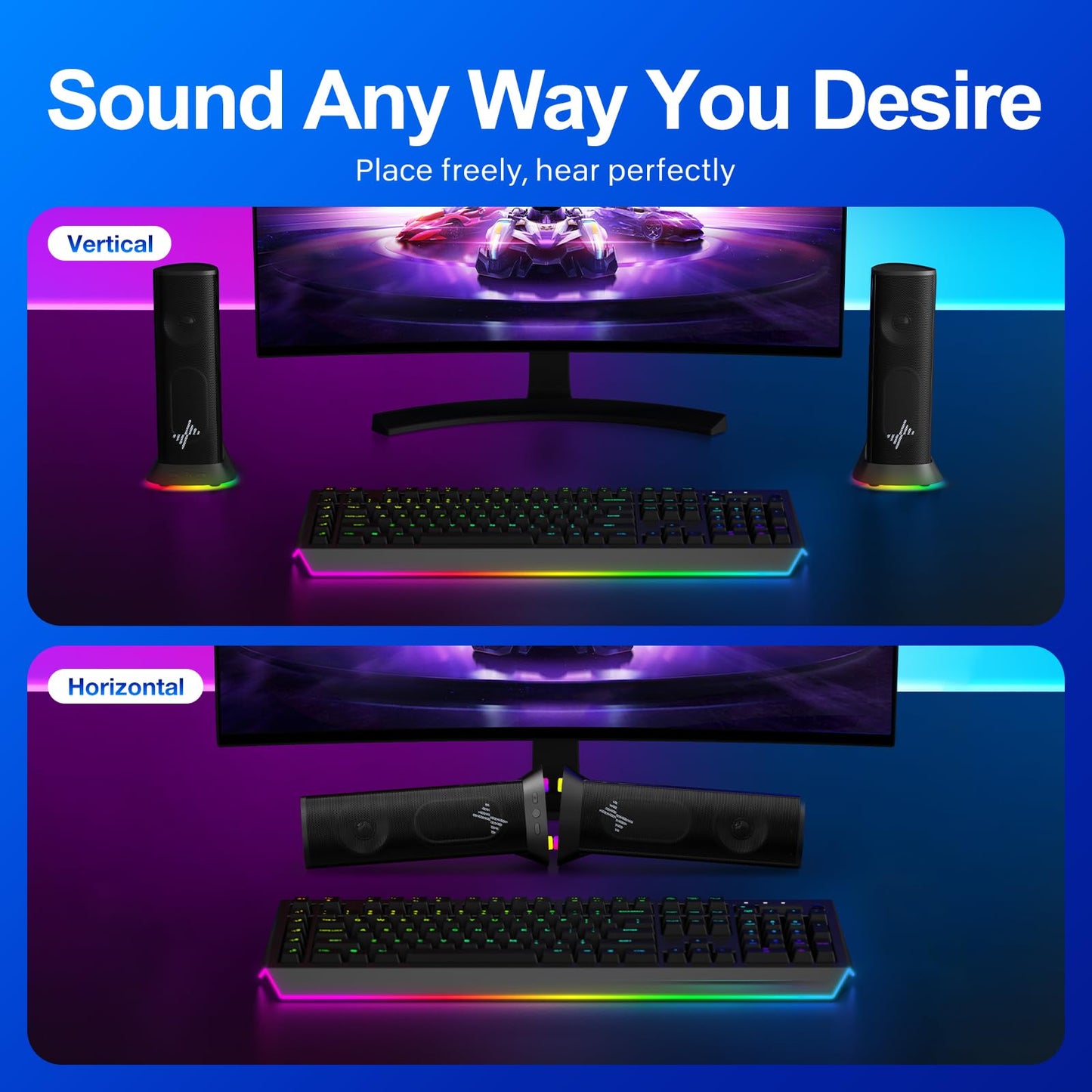 Hi-Fi Stereo Computer Speakers with LED Lighting