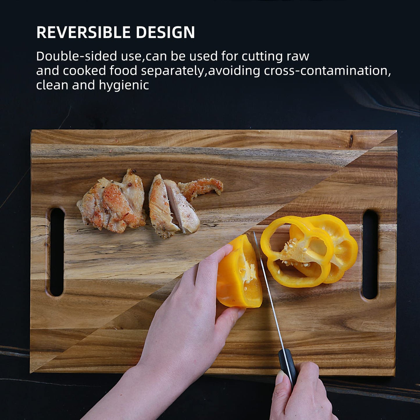 Acacia Wood Cutting Board with Handle 15" x 9.5"