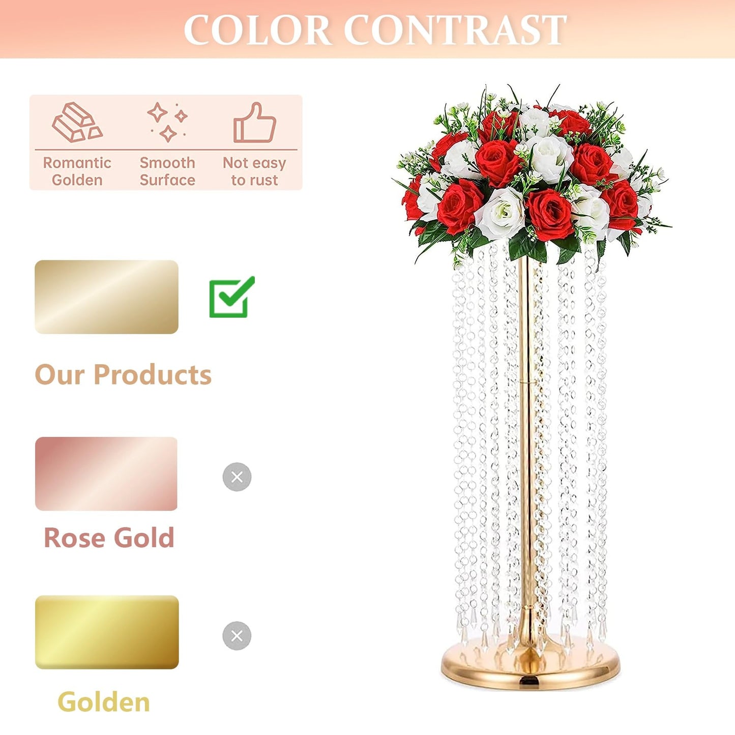 Gold Flower Stand Vases for Wedding Centerpieces