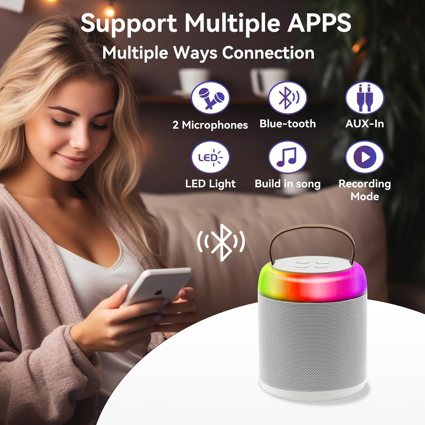 Mini Karaoke Machine with Wireless Microphones