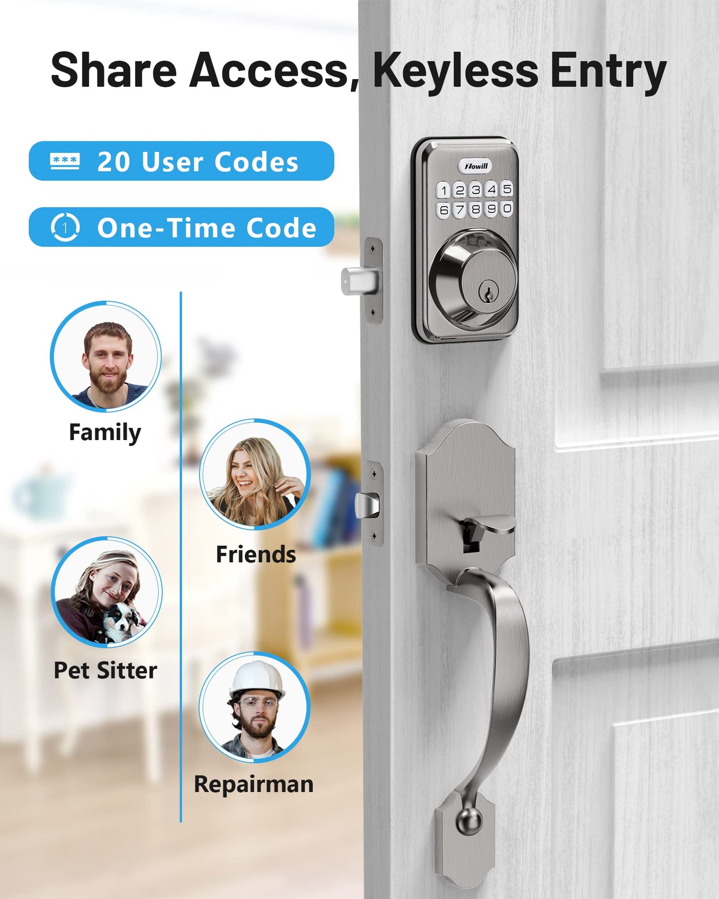 Electronic Keypad Deadbolt Door Lock, Satin Nickel
