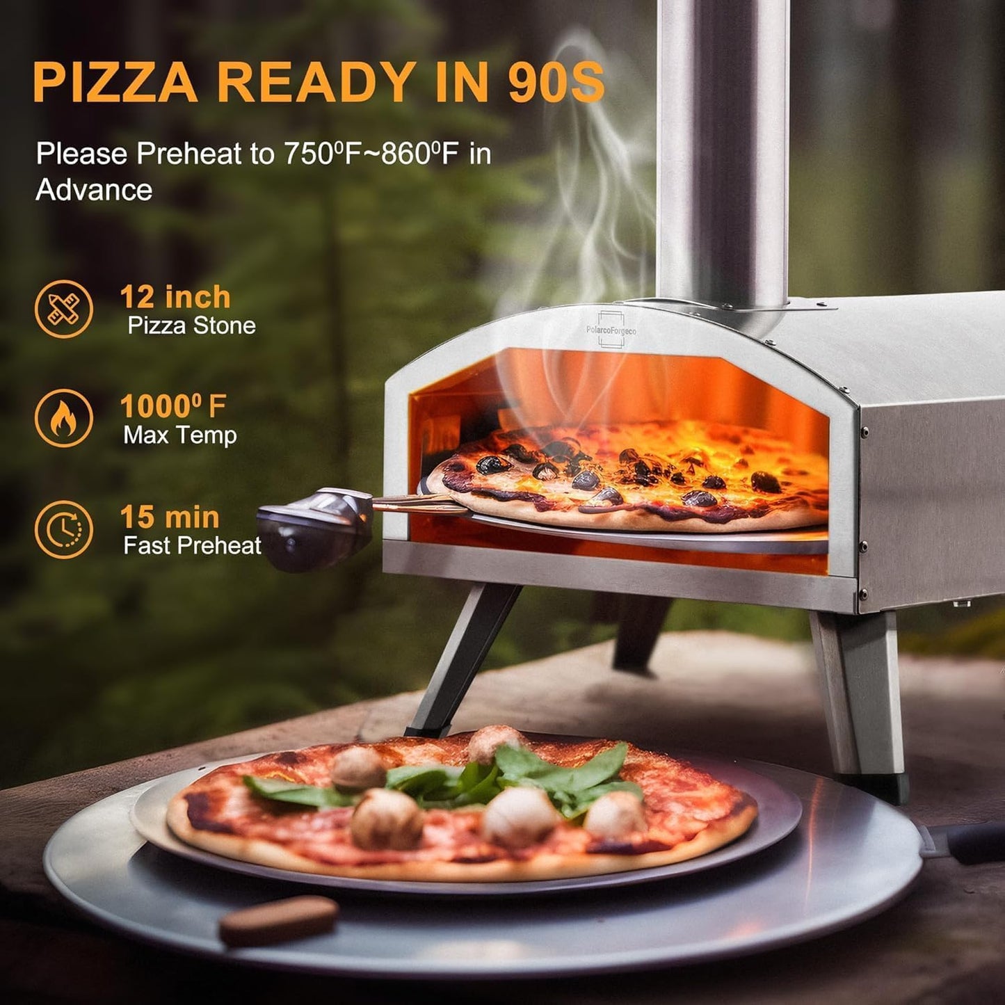 12-Inch Portable Wood Pellet Pizza Oven