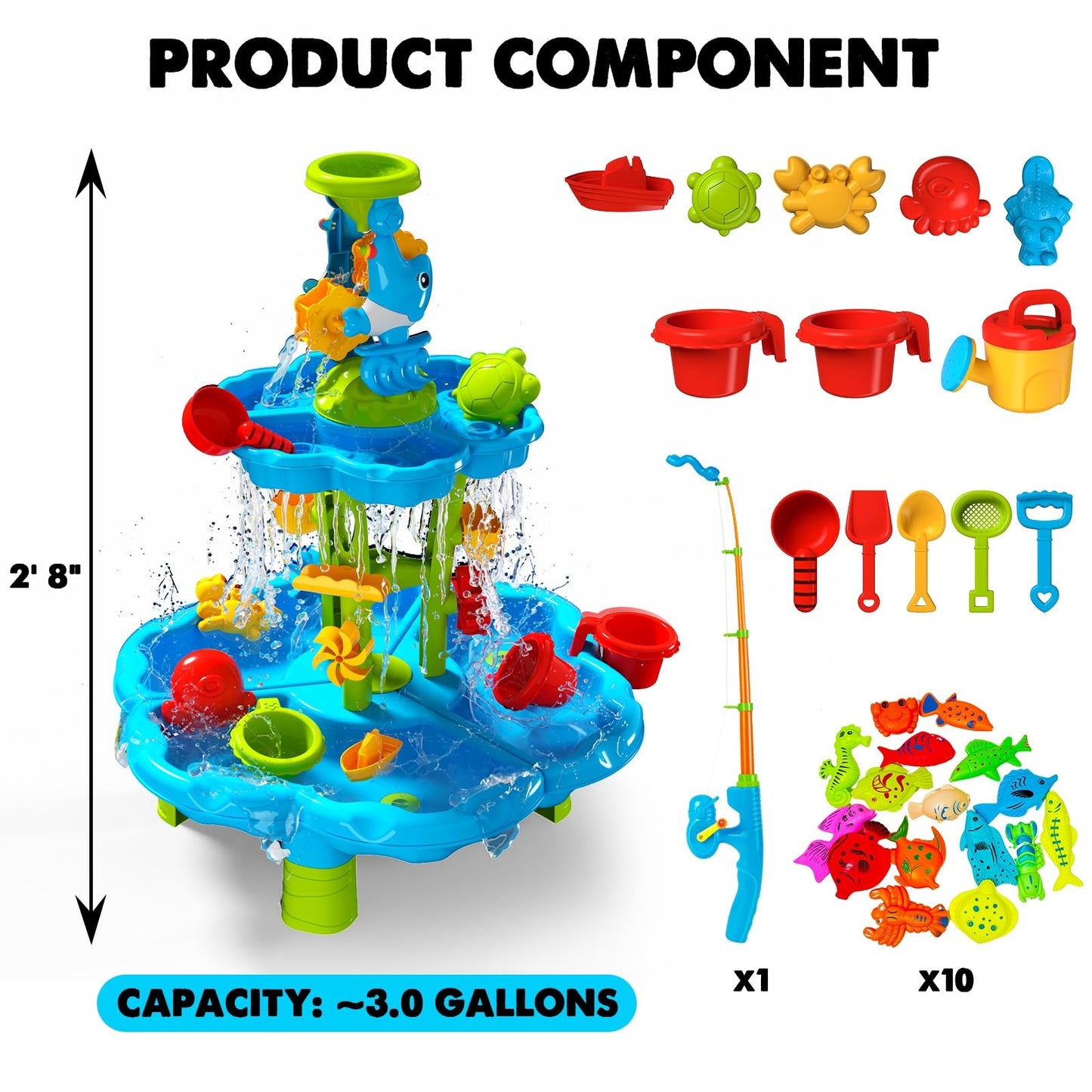 CozyBomB Water Play Table with Magnetic Fishing