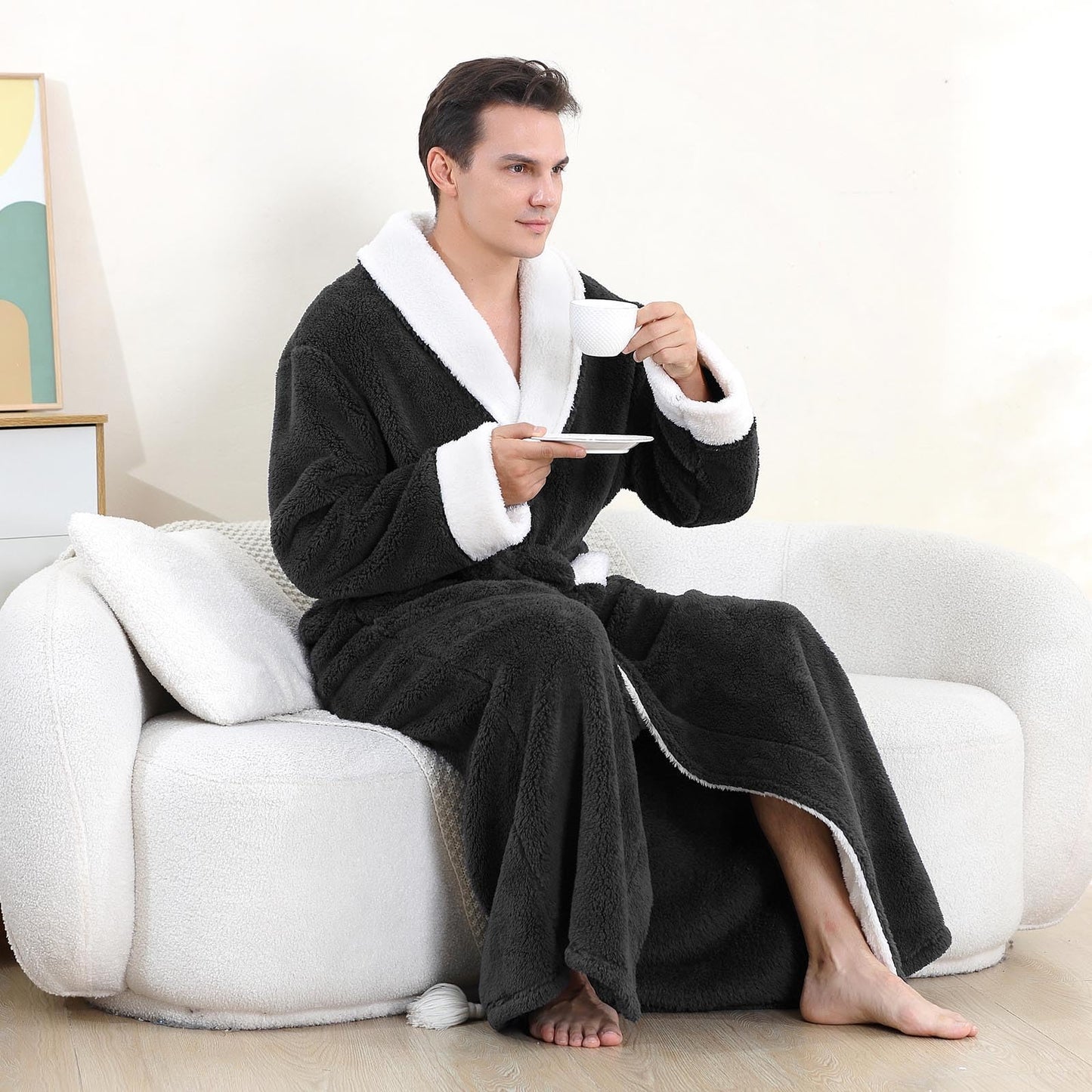 Artfasion Ultra Soft Plush Bathrobe with Pockets