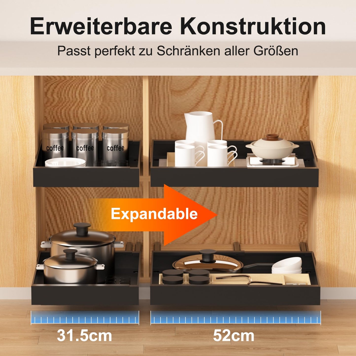 2 Pack Expandable Kitchen Cabinet Organizer