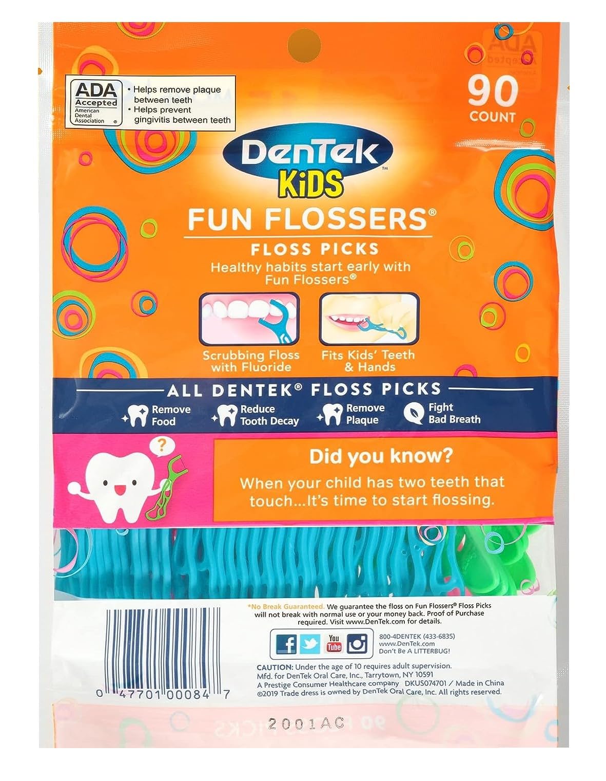 DenTek Kids Floss Picks, 90 Count