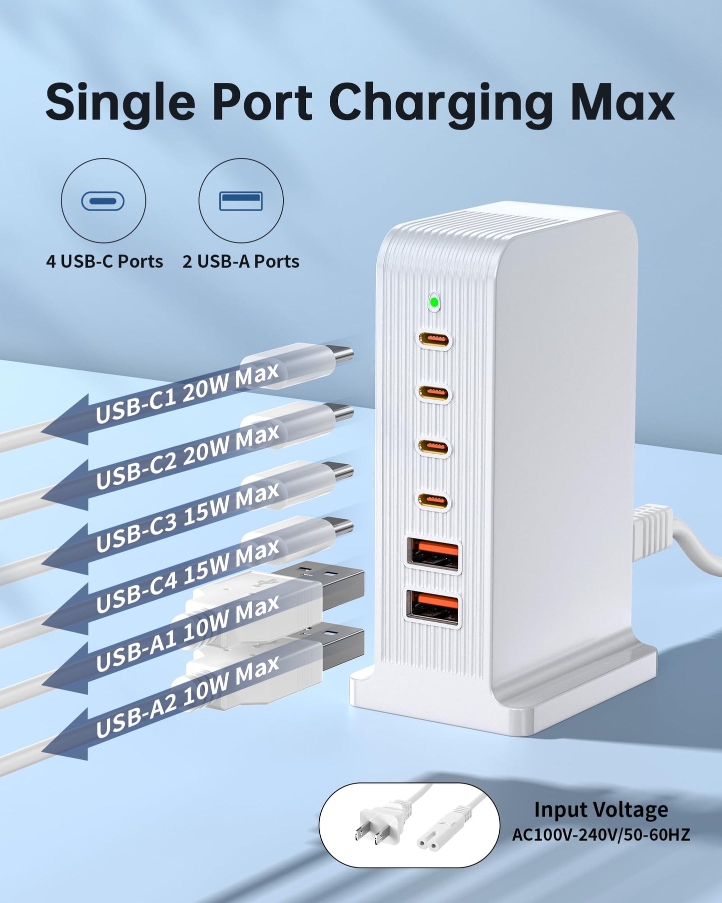 6-Port USB C Charging Station by VPSUN