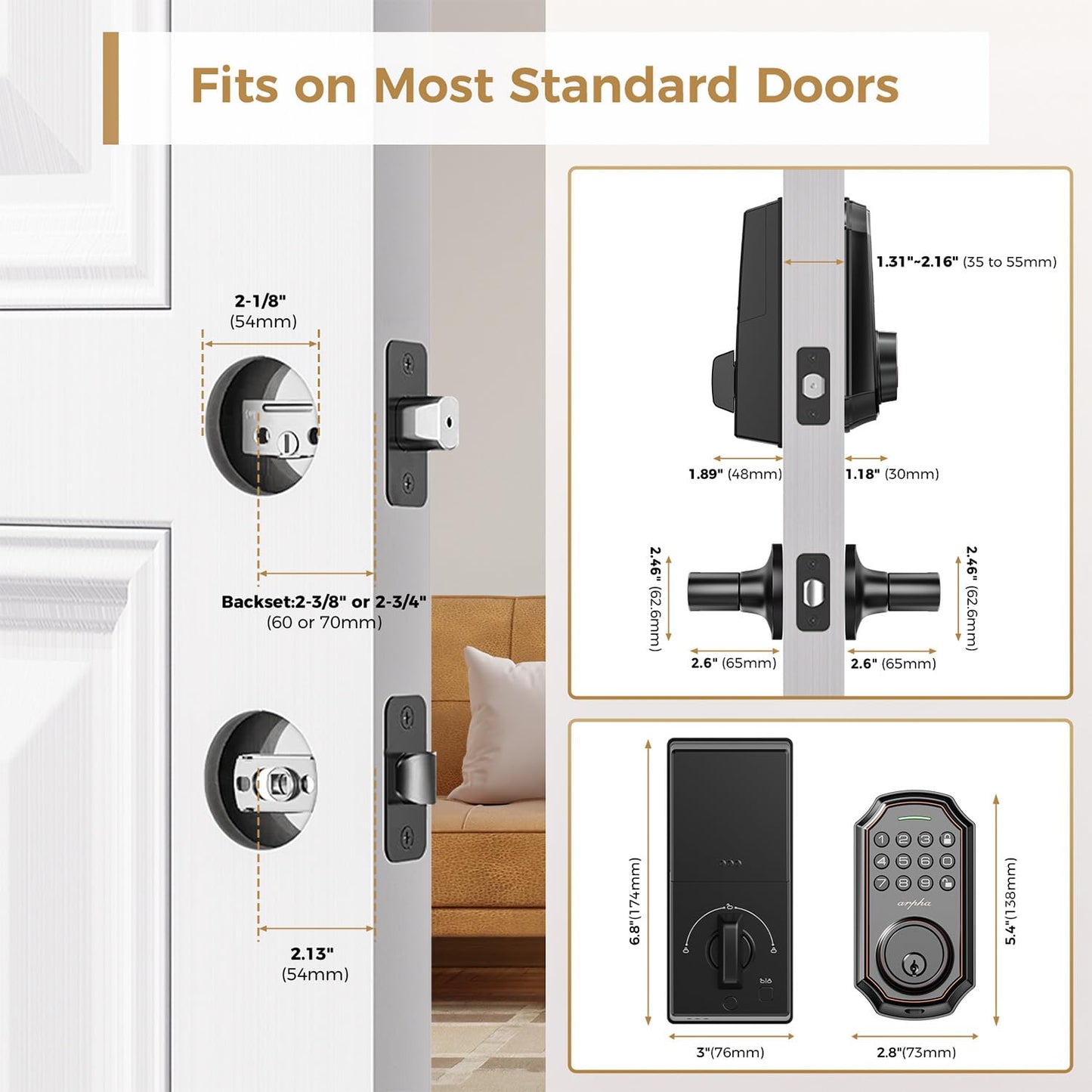 Bluetooth Smart Keyless Entry Door Lock Set
