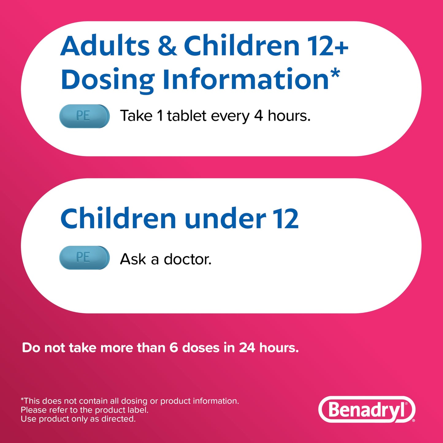 Benadryl Allergy Plus Congestion Ultratabs with Diphenhydramine HCl Antihistamine & Phenylephrine HCl Nasal Decongestant, Allergy & Sinus Congestion Relief Tablets, 24 ct