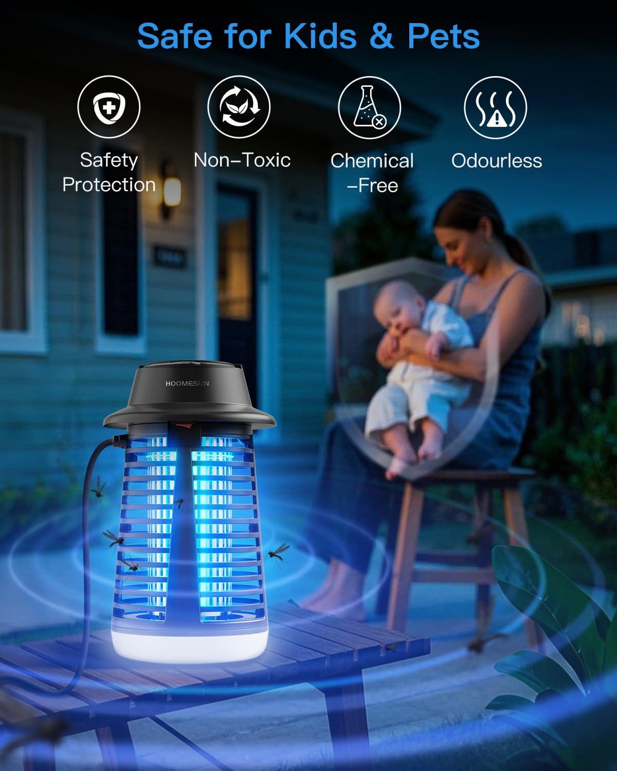 HOOMESUN 4200V Electric Mosquito Zapper for Indoor/Outdoor