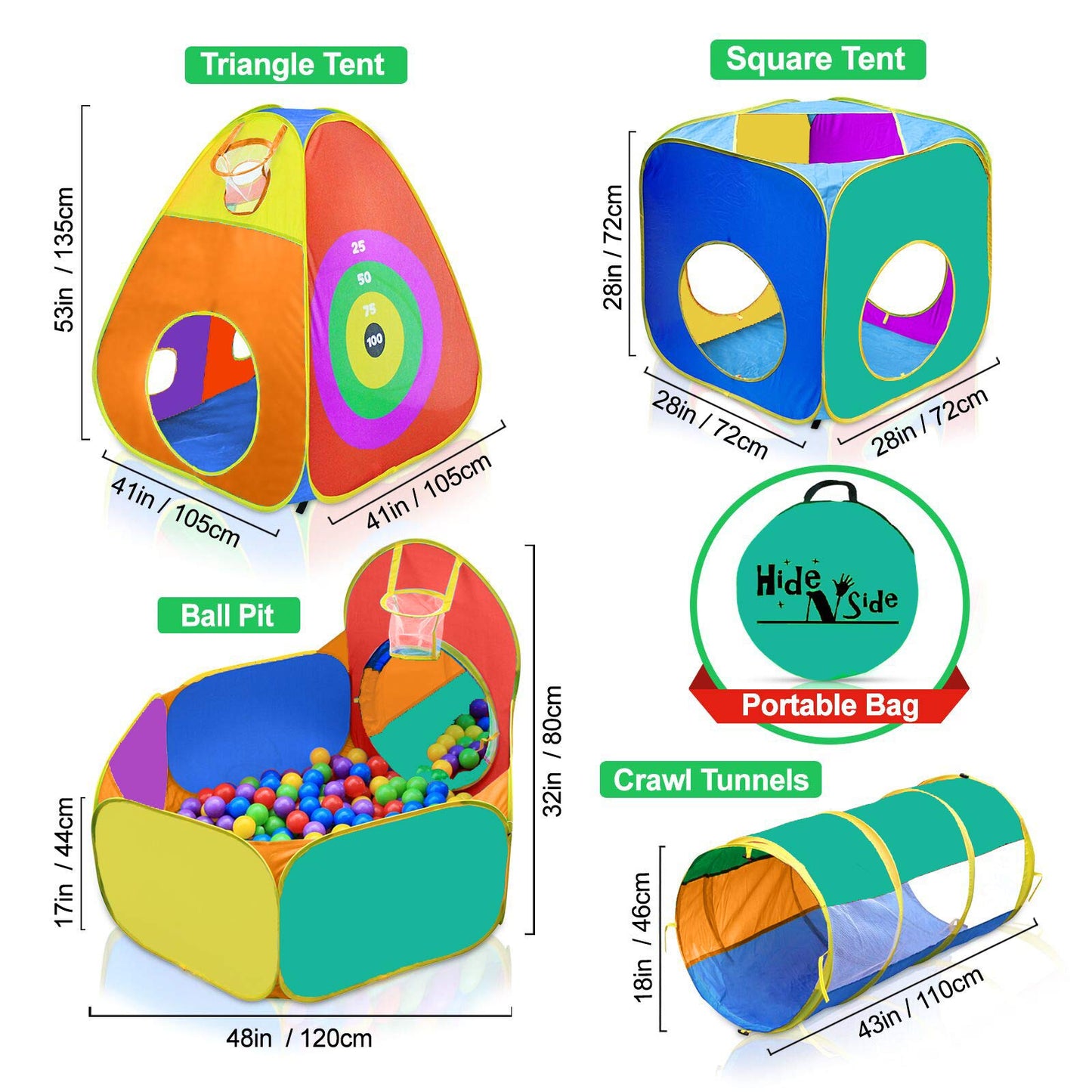 Ball Pit Play Tent with Tunnels for Kids