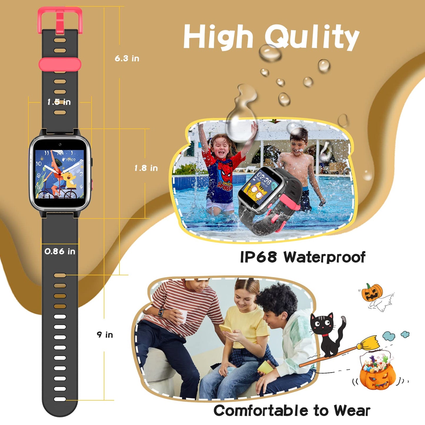DIGEEHOT Kids Smart Watch Boys Girls, Toys for 6-12 Year Old with Camera, Games, Music Player, Pedometer, Alarm Clock, Flashlight, Toddler Watch for Birthday Boys Girls Ages 6 7 8 9 10