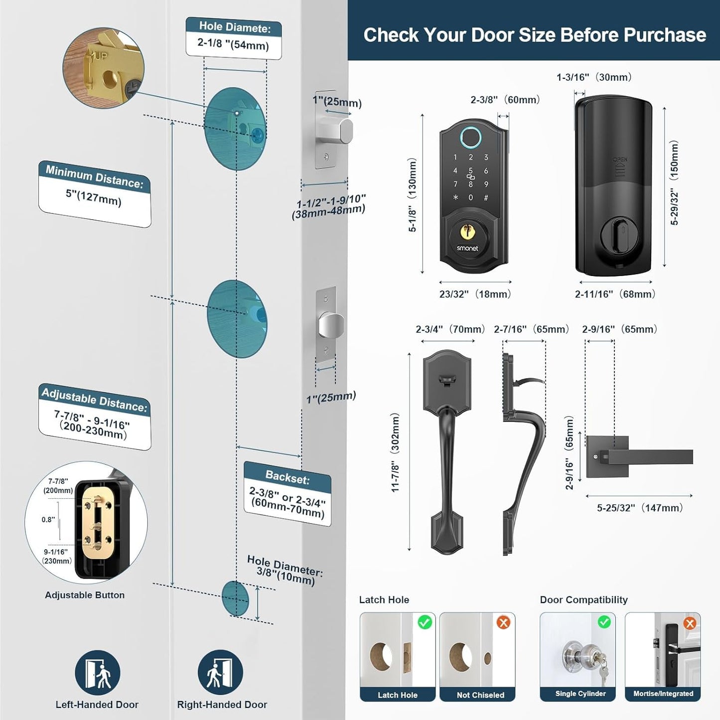 SMONET Smart Lock with Fingerprint & Bluetooth
