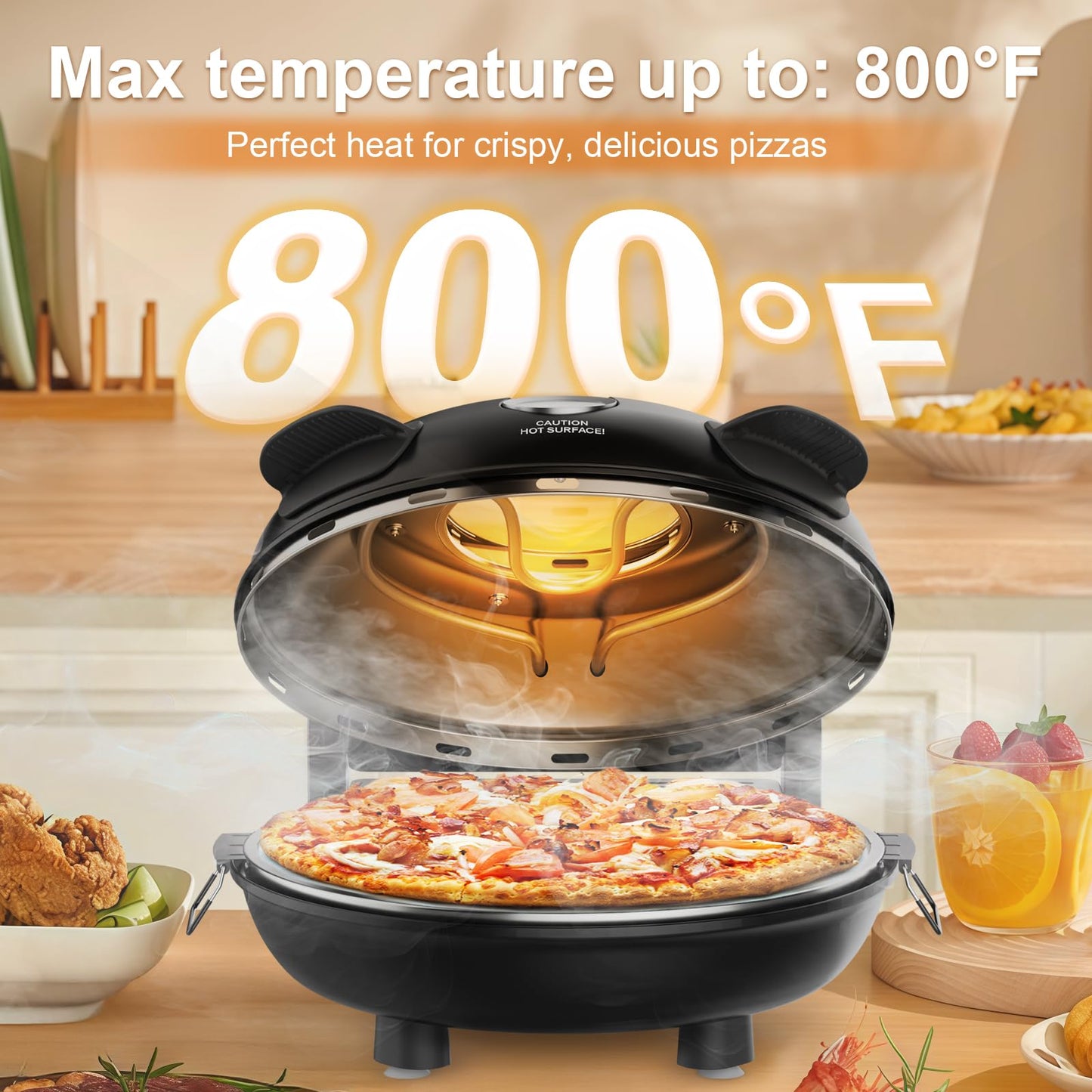 Indoor Electric Pizza Oven with Timer and Control