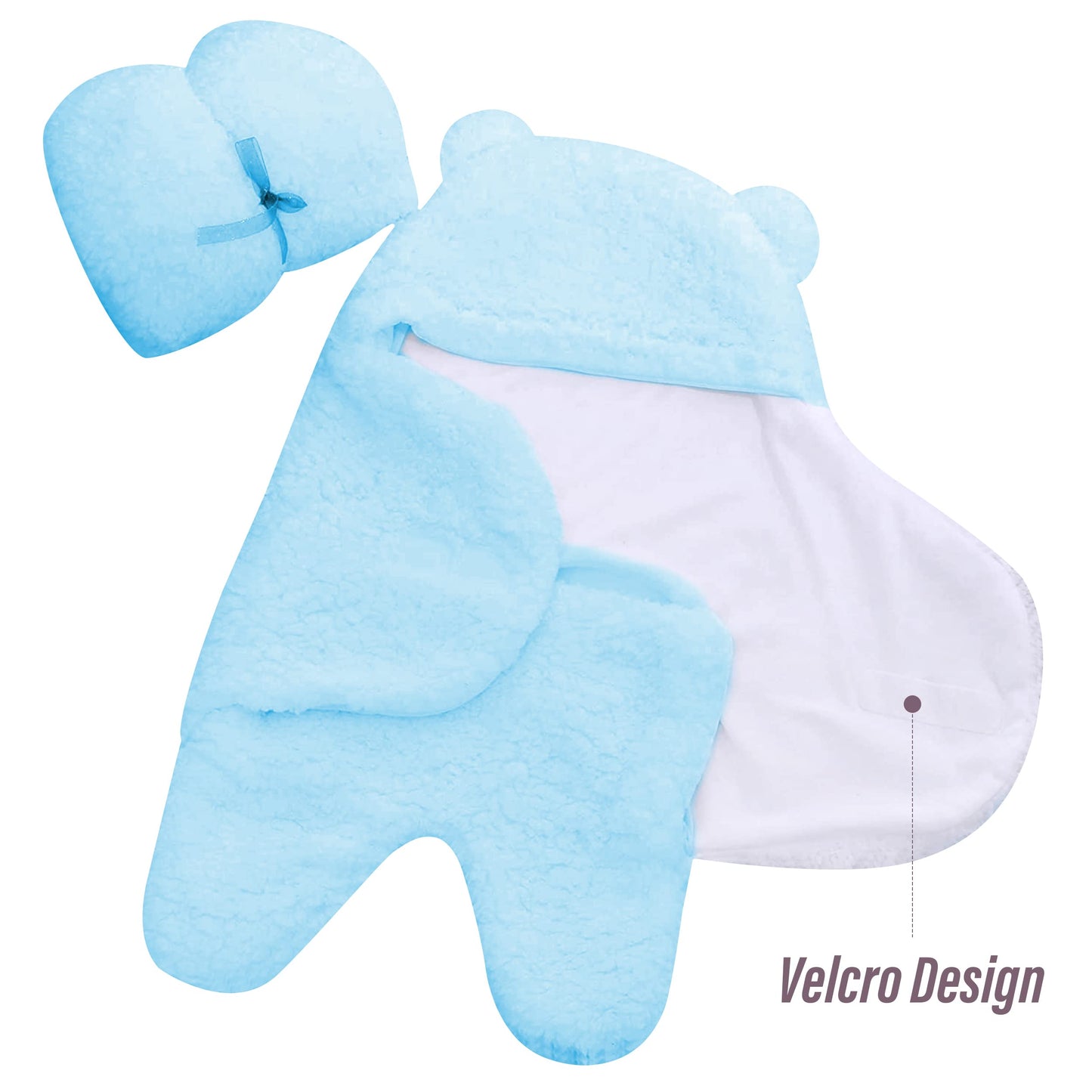 2 Pack Ultra Warm Sherpa Plush Baby Sleeping Swaddle Wrap - Newborn Essentials Must Haves for 0-6 Months - Baby Shower Registry Search Gifts for Boys Girls - Baby Stuff (Aquamarine and White)