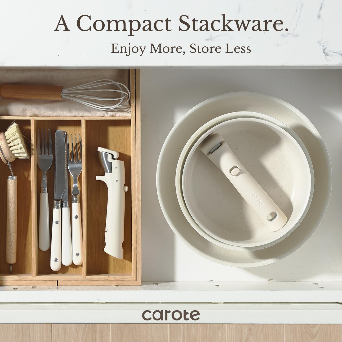 CAROTE 11pcs Nonstick Cookware Set with Detachable Handles