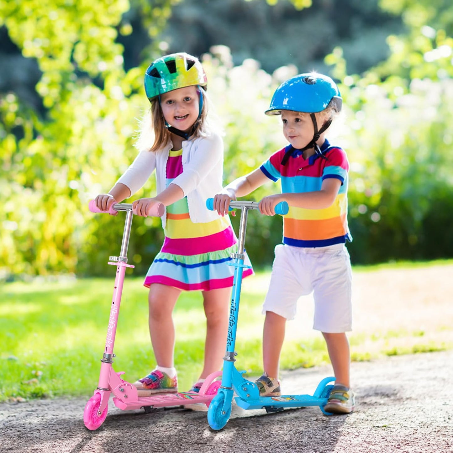 Kids Scooter with Light Up Wheels, Adjustable Height