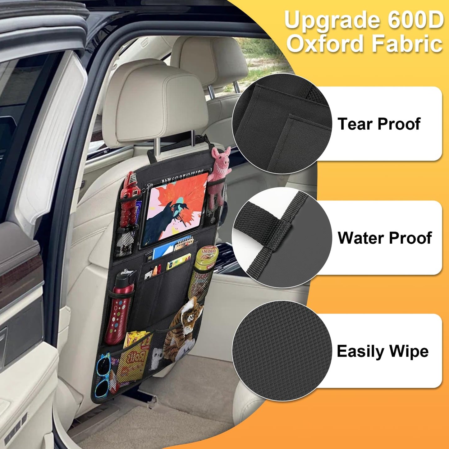 2 Pack Backseat Organizer with Tablet Holder