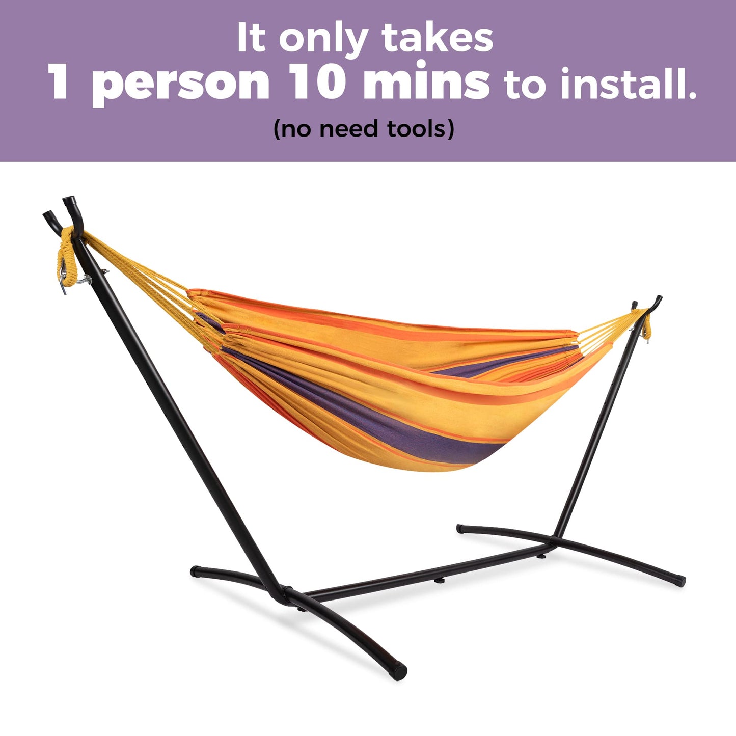 LAUREL CANYON 2-Person Hammock with Durable Space Saving Steel Stand, 450 lb Capacity, Premium Carry Bag Included,Tropical