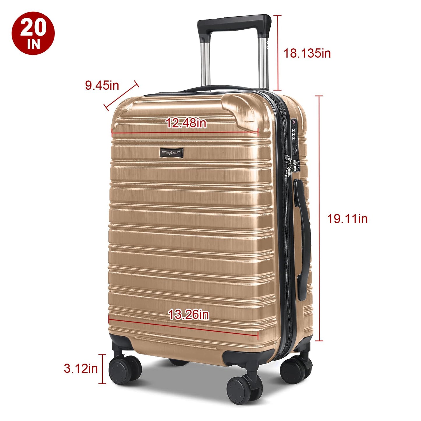 Feybaul Luggage Suitcase PC+ABS with TSA Lock Expandable Hardshell Carry On Luggage with Spinner Wheels 20in 24in 28in… (Champagne, 2-Piece Set(14/20))