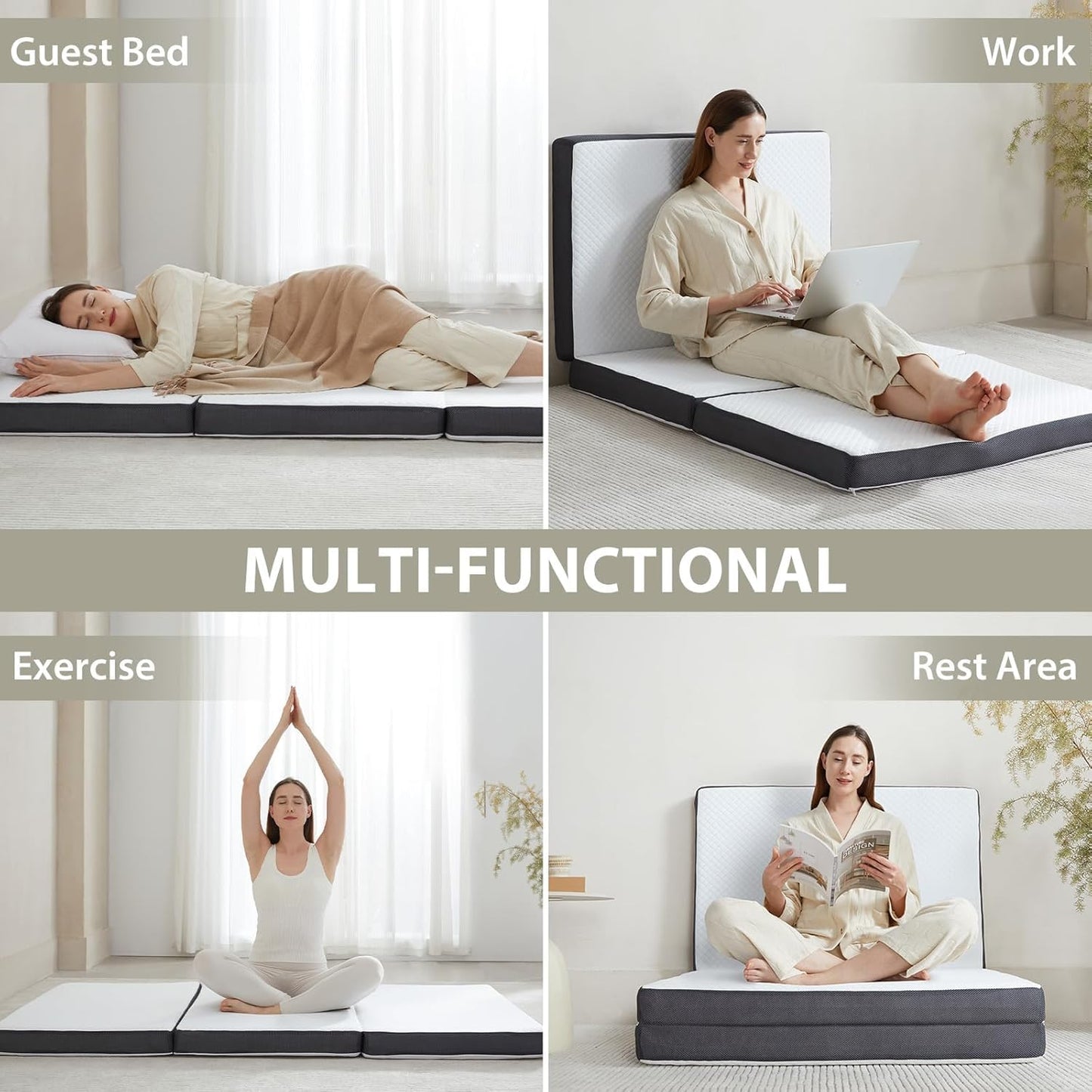 HUEIFY Twin Memory Foam Quad Folding Mattress