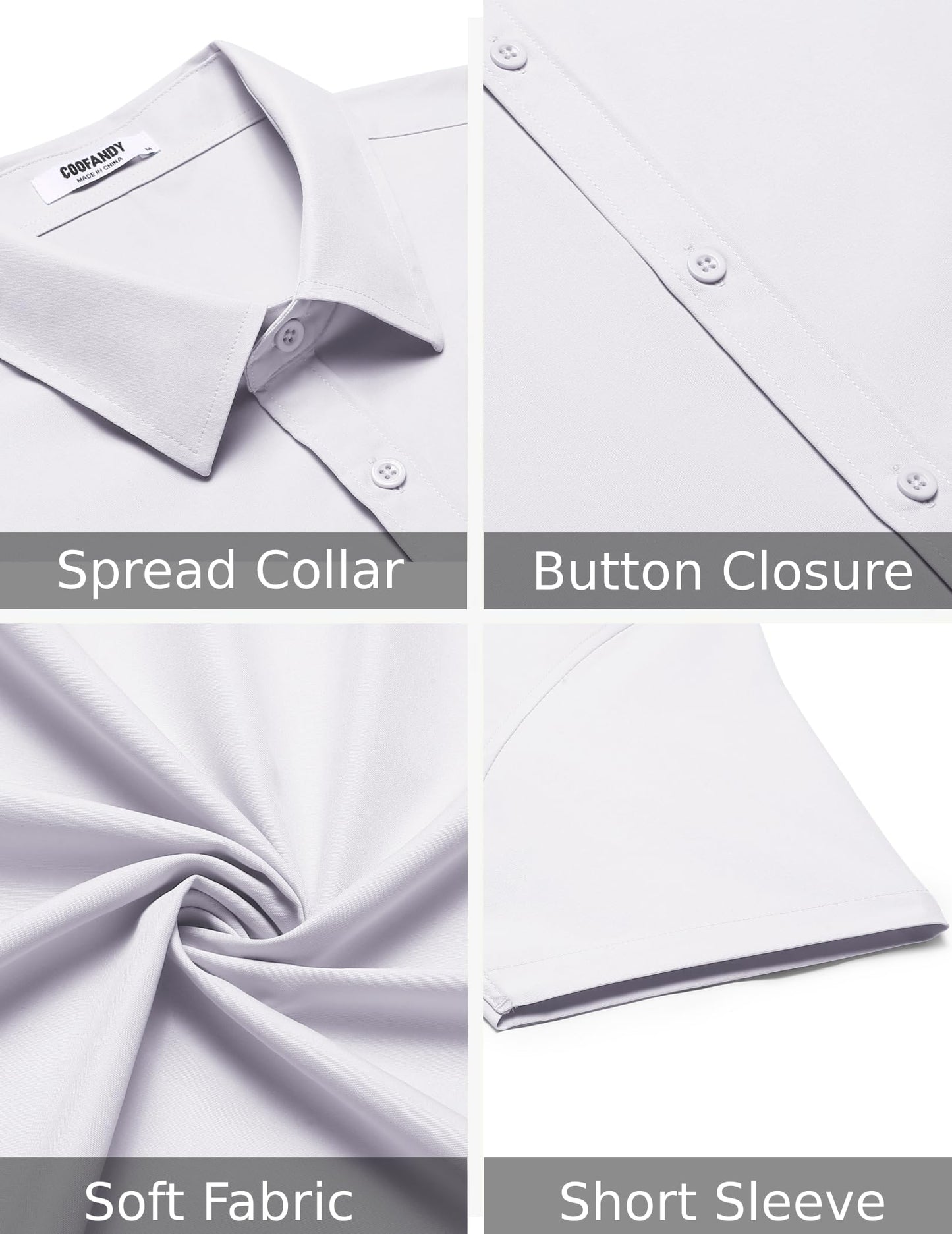 COOFANDY Mens Short Sleeve Dress Shirt