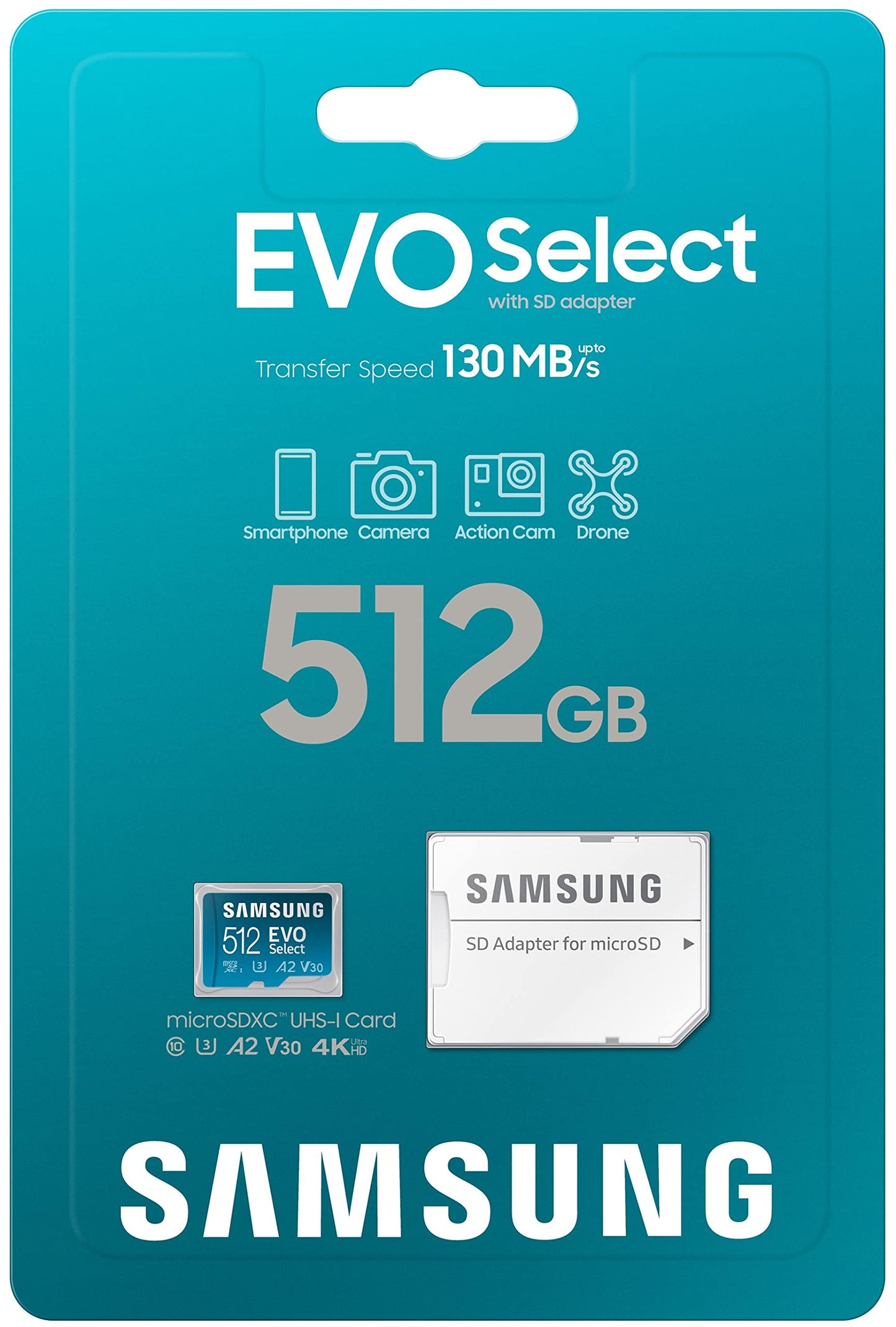 512GB SAMSUNG EVO Select Micro SD Card with Adapter