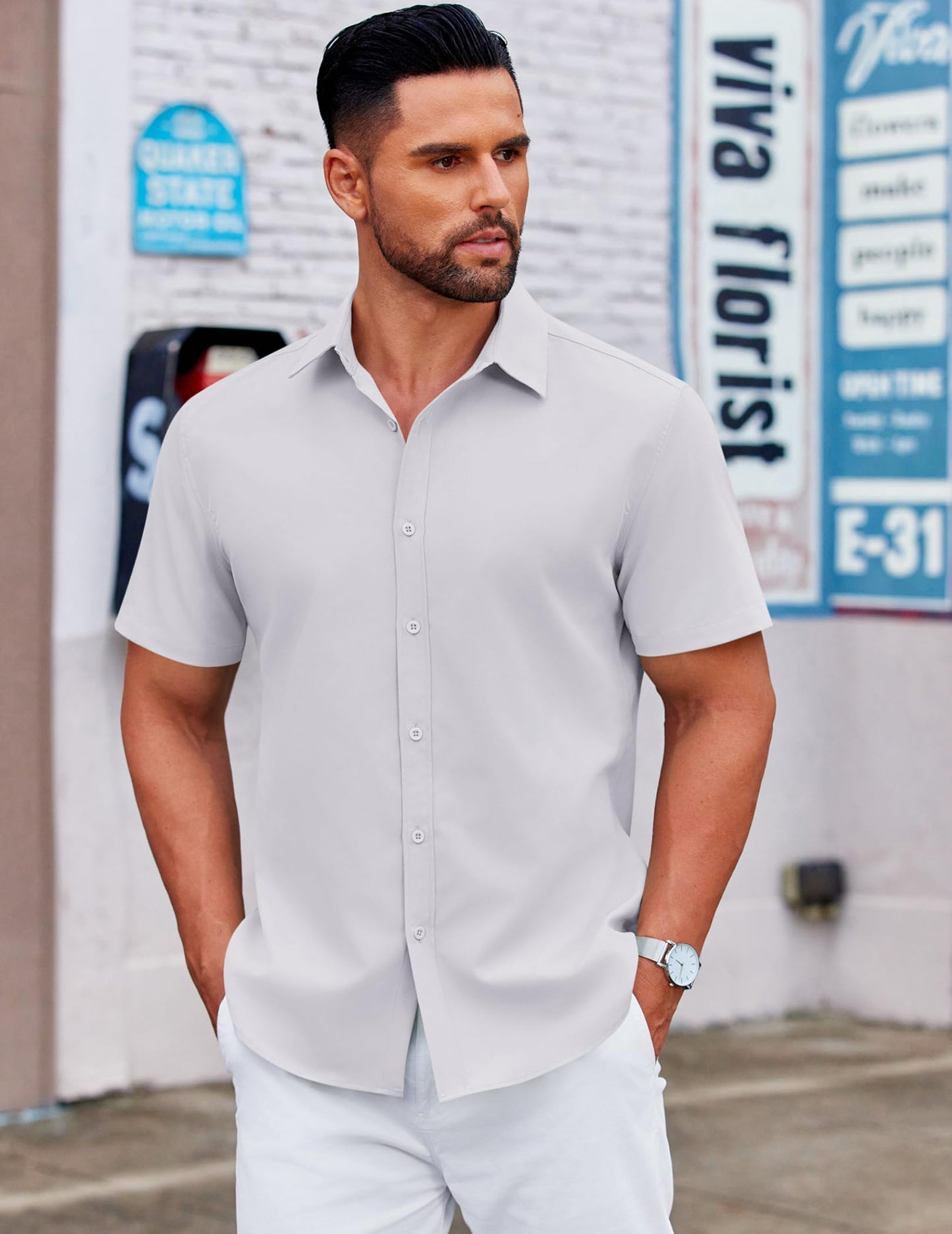 COOFANDY Mens Short Sleeve Dress Shirt