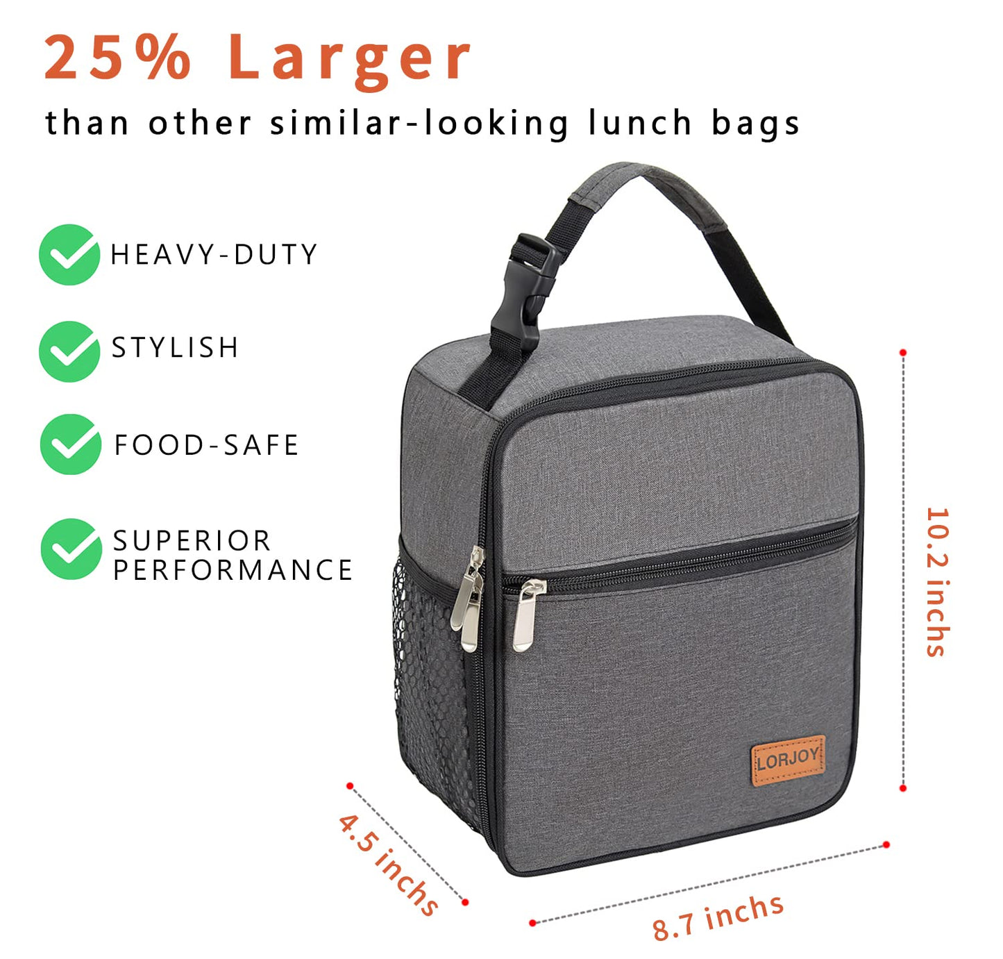 Insulated Lunch Box for Men and Women - Reusable Lunch Bag for Adults, Perfect for Work or School - Small and Portable Design,Black
