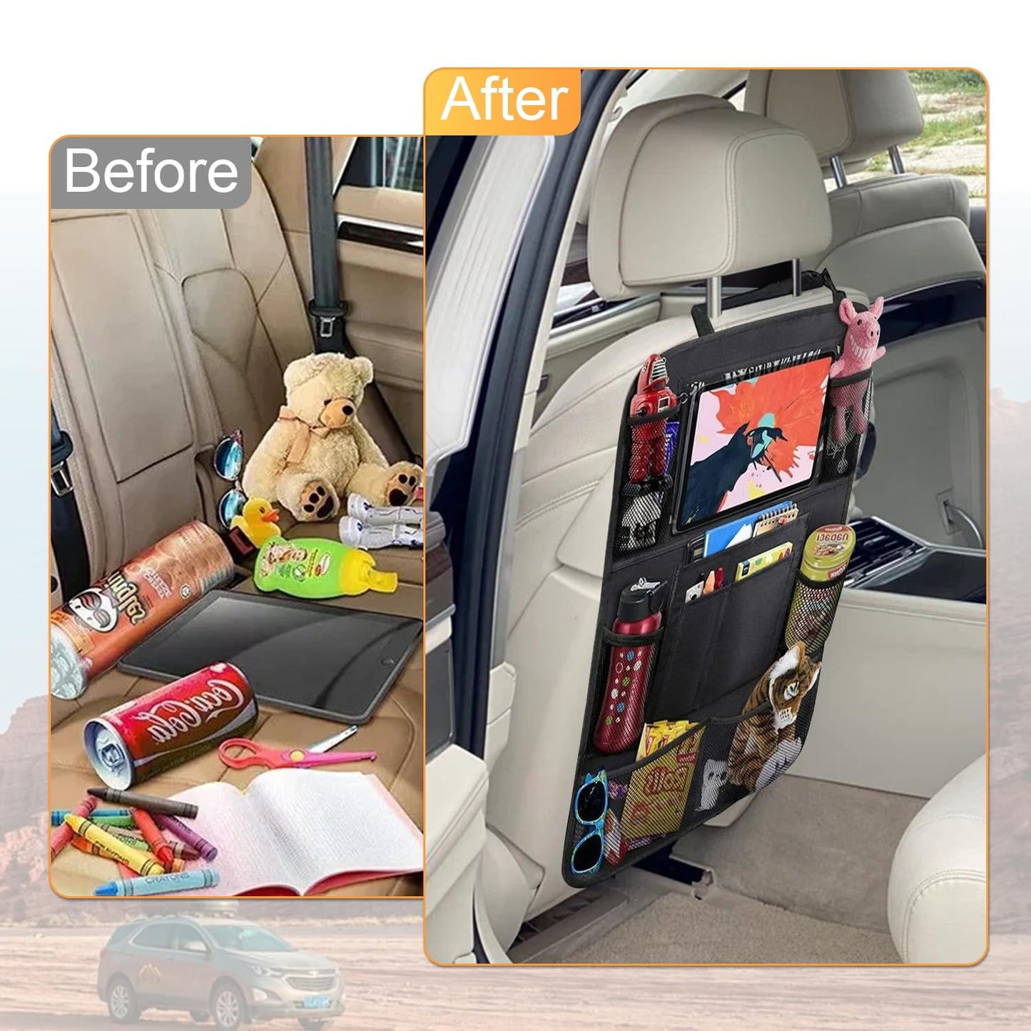 2 Pack Backseat Organizer with Tablet Holder