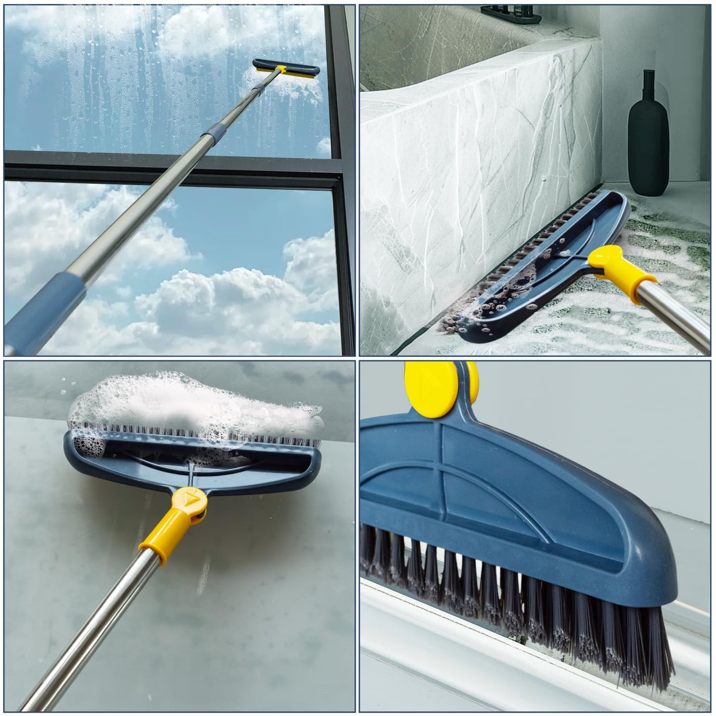 Grout Cleaning Brush with Long Handle and Scraper