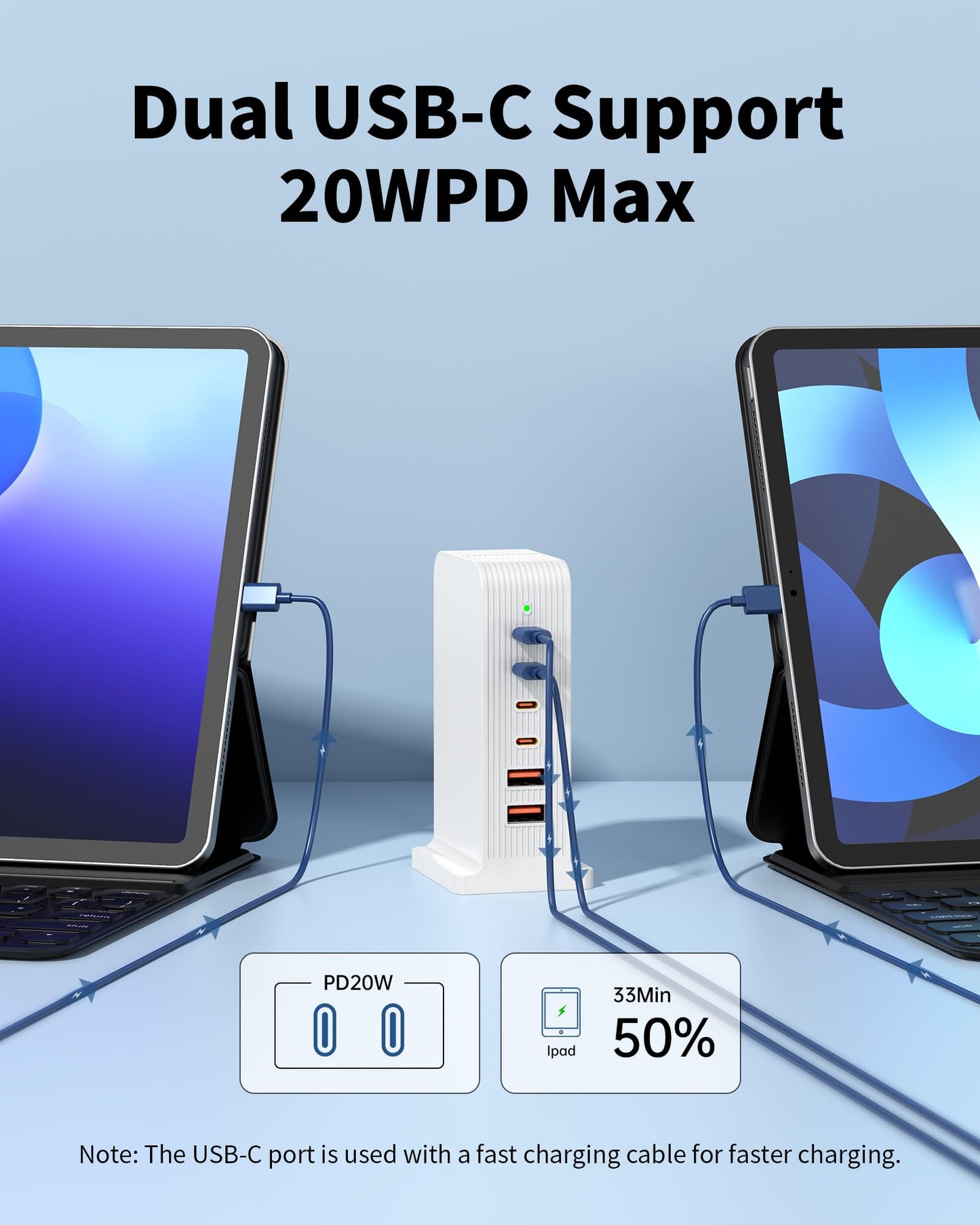 6-Port USB C Charging Station by VPSUN