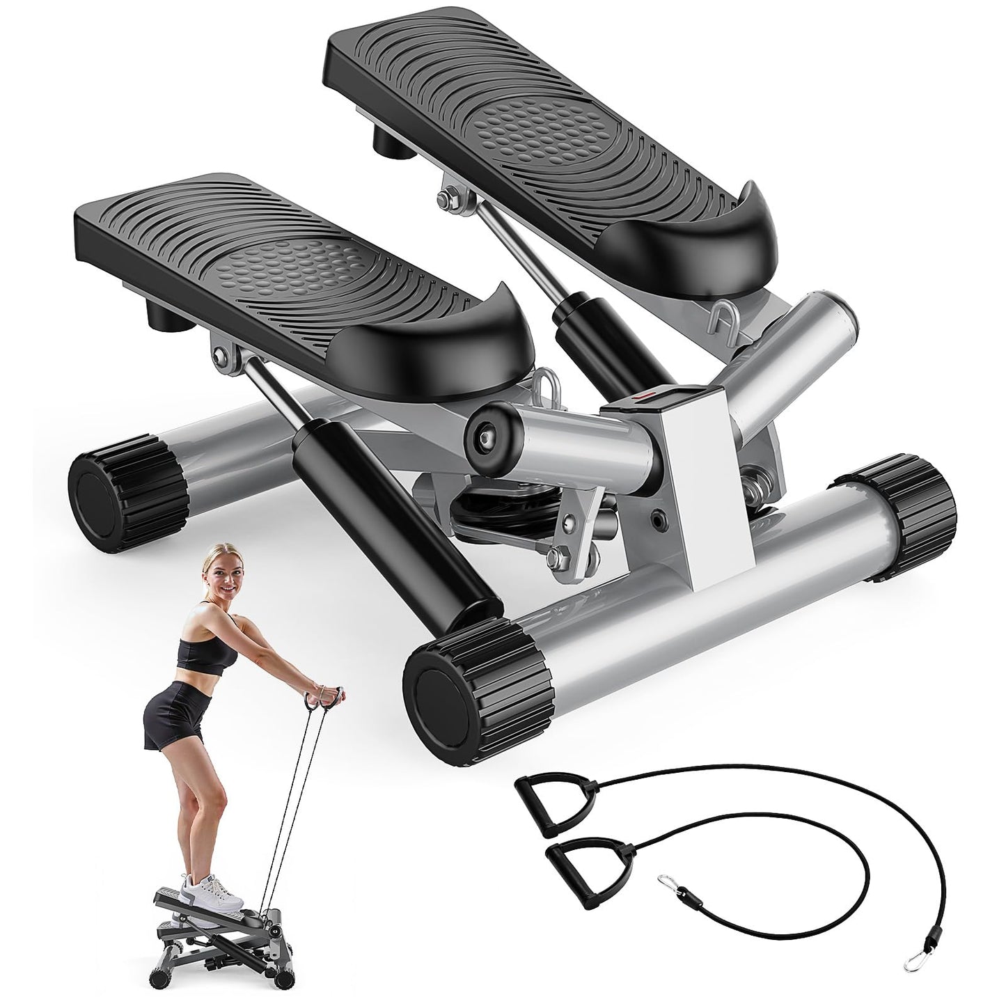 Mini Stair Stepper with Resistance Bands for Home