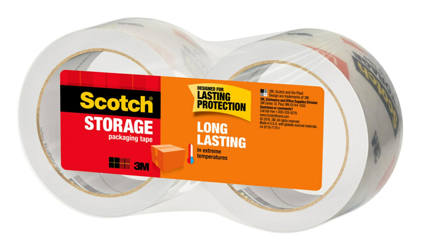 Scotch Clear Storage Packing Tape, 2 Rolls